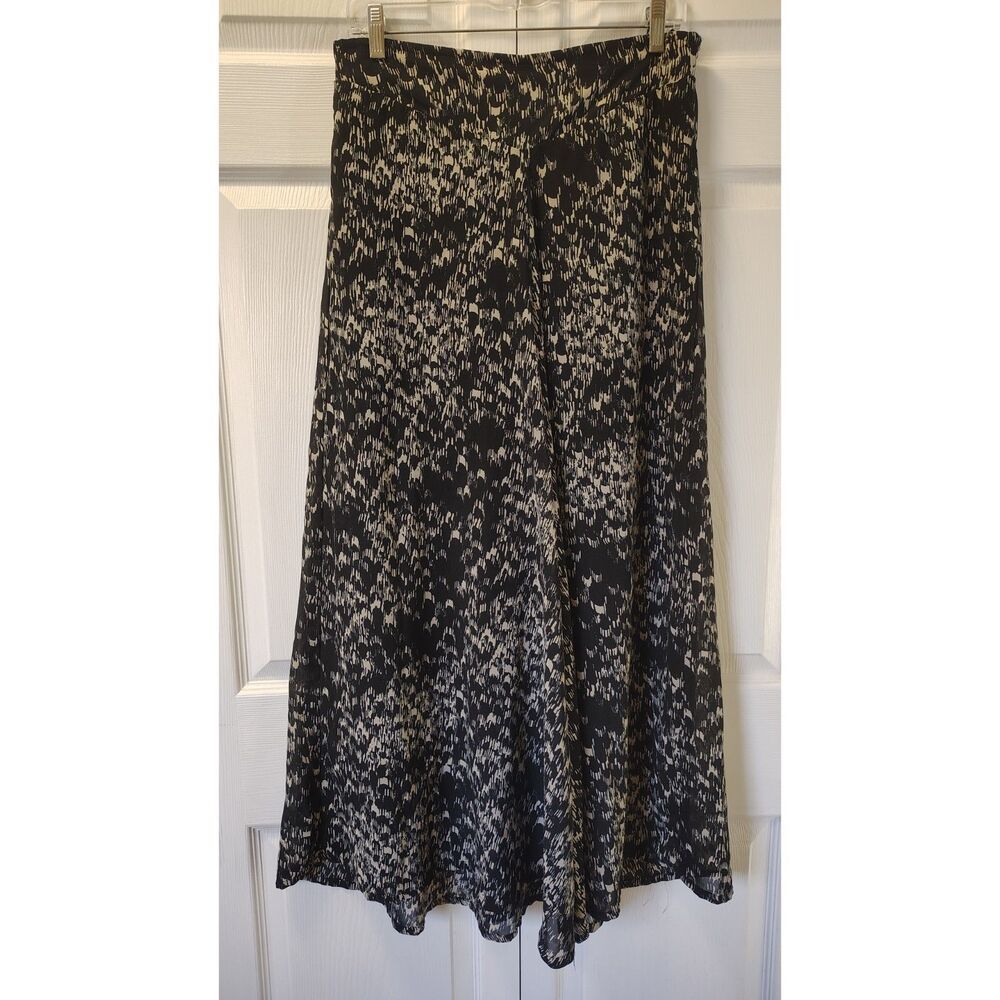 Kirat Boho Black White Abstract Print Flowy A-Line Maxi Skirt Women's Size Large